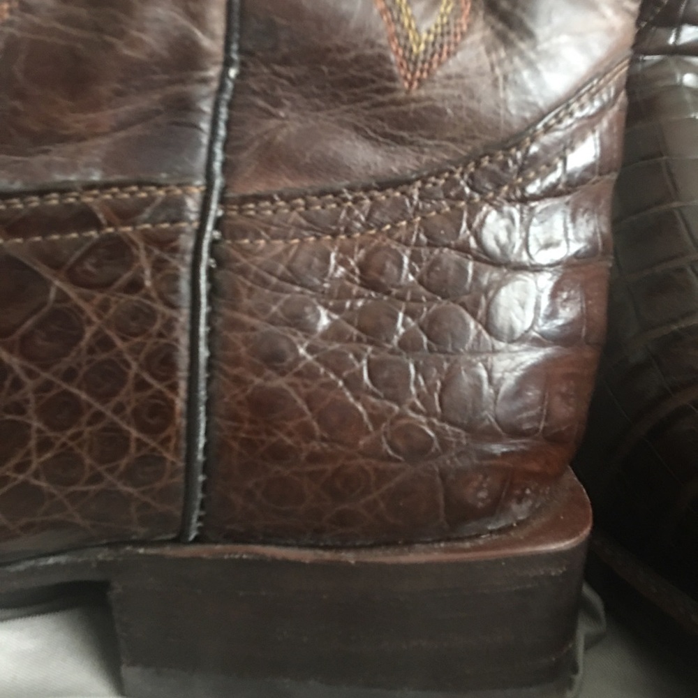 Winter White Caiman Tail Square Toe Boots main image 1